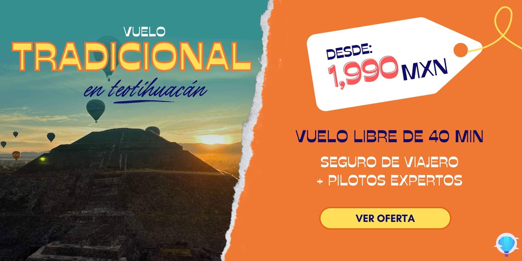 vuelo en globo tradicional teotihuacan